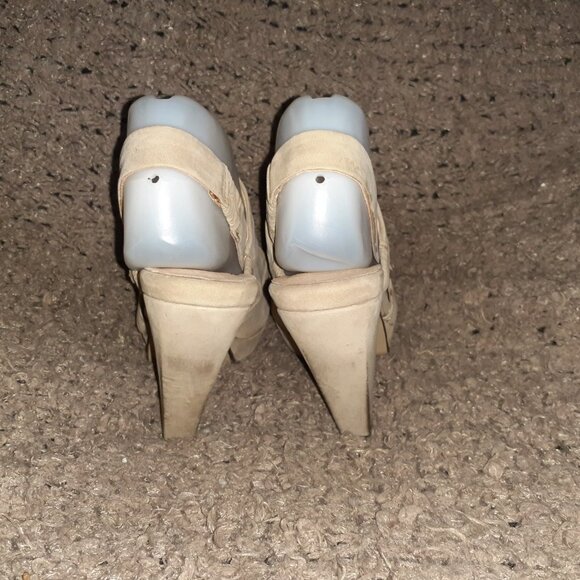JOHN FLUEVOG-On Course Starboard Ward-Distressed Beige Heels-Sz 8.5-NM - Picture 6 of 10